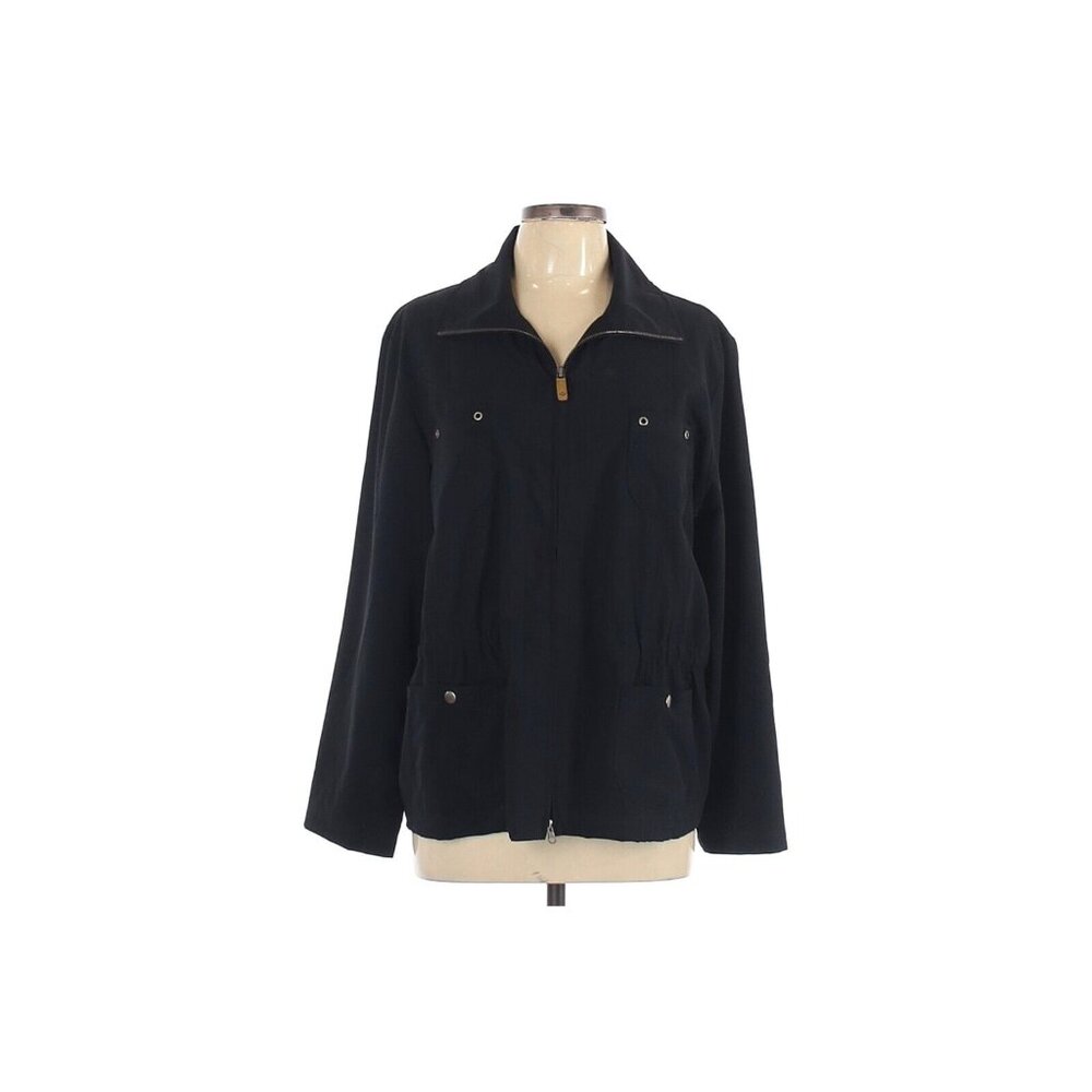 EUC CHICO'S ZENERGY Windbreaker Jacket Size 3 Large Black Lightweight Pockets